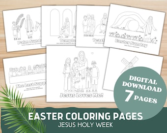 Easter coloring pages, Jesus Holy Week, Come Follow Me, Bible Digital Download, printable, Christian