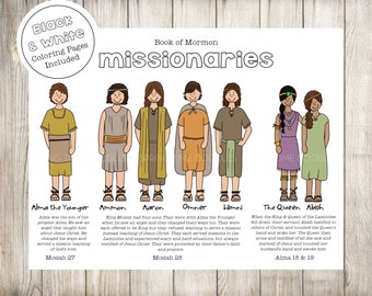 Book of Mormon Missionaries, LDS missionaries coloring pages, paper puppets, Alma, Ammon, Abish