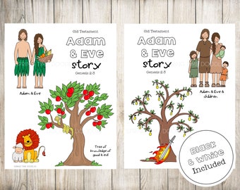 Adam & Eve coloring pages, paper puppets, felt stories, Come Follow Me, digital download clipart