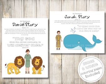 Daniel & Jonah Old Testament, Coloring pages, paper puppets, felt stories, Come Follow Me, digital download