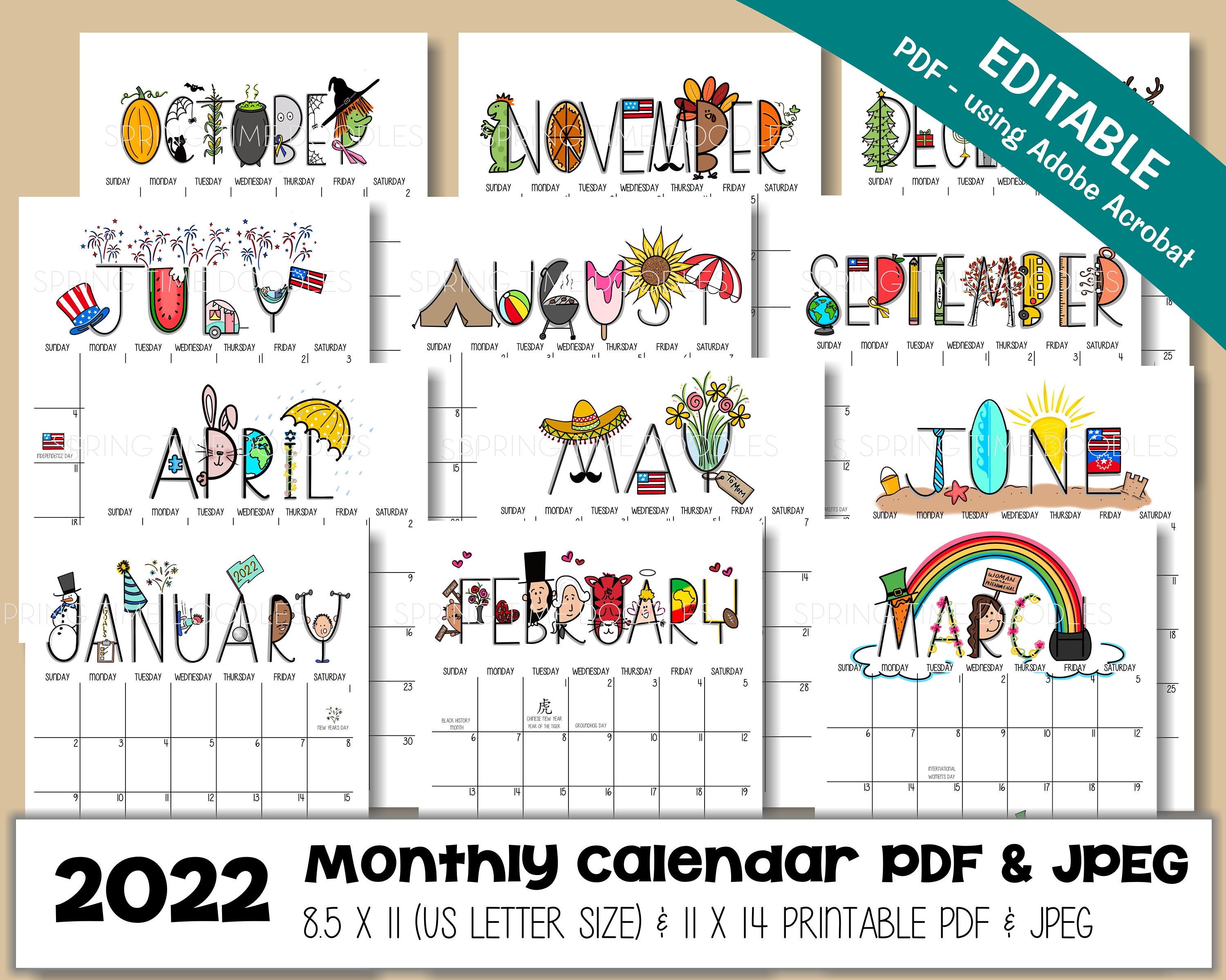 printable editable calendar 2022 printable editable calendar 2022