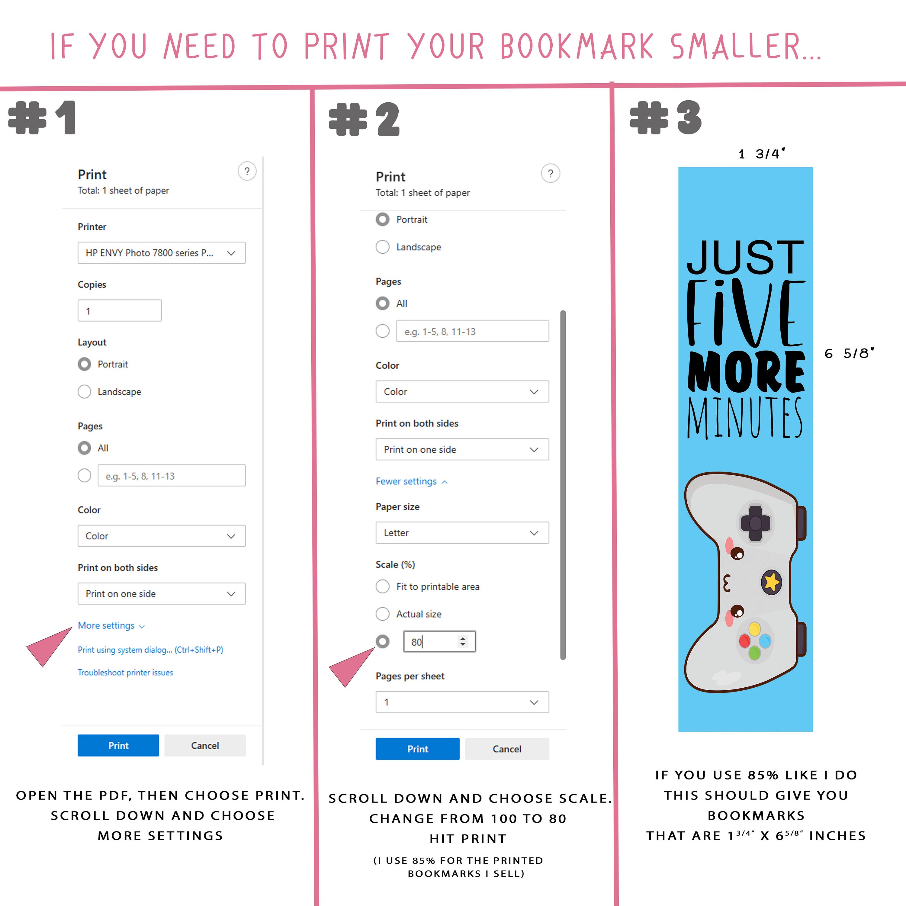 Kawaii Gamer Bookmarks Kids Bookmark Bundle Printable Book Marker Place ...