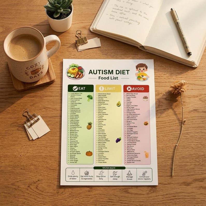 Autism Diet Food List Printable, Autism Nutrition Chart PDF, Eat Limit ...