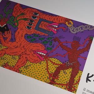 Keith Haring 1991 – Originele Tentoonstellingsposter PMMK Oostende – Vintage Pop Art – 100 × 52 cm - groot formaat - kleurrijk en opvallend