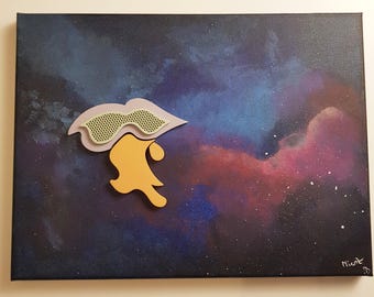 Niest - jonge, Belgische kunstenaar - titel: 'Cosmic Lipp' -  abstracte, hedendaagse kunst - 3D wandsculptuur - handgesigneerd