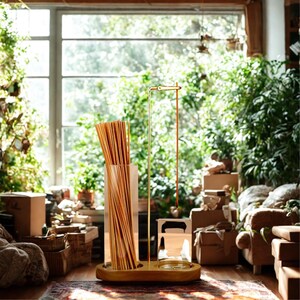 Zen-Räucherstäbchenhalter mit Aschefänger, Holzsockel, Glasbehälter für Meditationszwecke