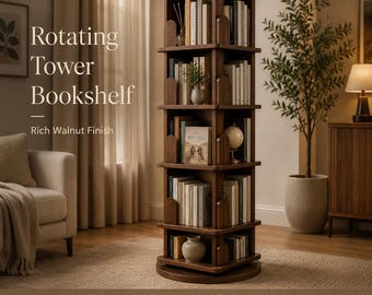 DIY Rotating Bookshelf Plans PDF | Revolving Wooden Bookcase | Space Saving DIY Furniture