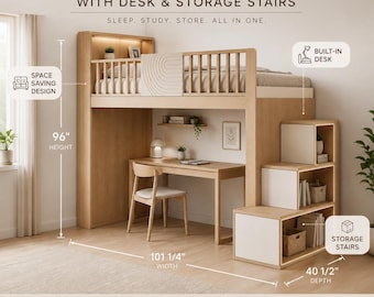 DIY Twin Loft Bed Plans with Desk – Space Saving Blueprint PDF (Instant Download)