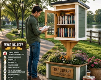 DIY Little Free Library Plans PDF – Outdoor Community Pantry Box Woodworking Plans Digital Download