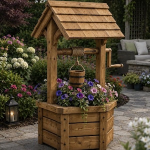 DIY Wooden Wishing Well Plans | Garden Flower Planter Blueprint | Printable PDF Woodworking Plans image 10