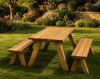 Modern Picnic Table Plans | Woodworking PDF Guide | DIY Outdoor Furniture Instructions | Digital Download