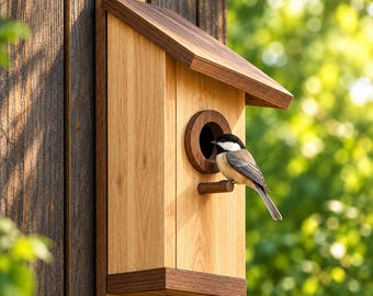 Planos modernos para casitas de pájaros de una sola pendiente en PDF, proyecto de carpintería para principiantes, caja nido para construir uno mismo, descarga instantánea.