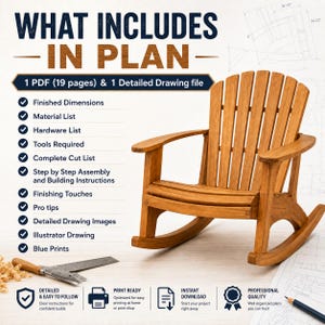 Rocking Adirondack Chair DIY Plans | Outdoor Wooden Rocker | Complete Woodworking PDF | Digital Download image 11