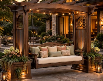 DIY Pergola Swing Plans PDF | Freestanding Arbor Swing Bench Woodworking Guide