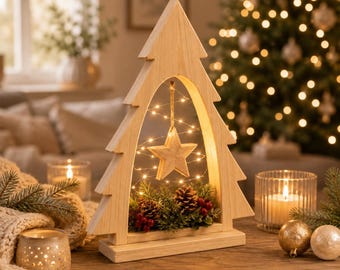 Planos para árboles de Navidad de madera / Decoración navideña DIY / Plantillas listas para cortar a escala 1:1 / PDF de carpintería