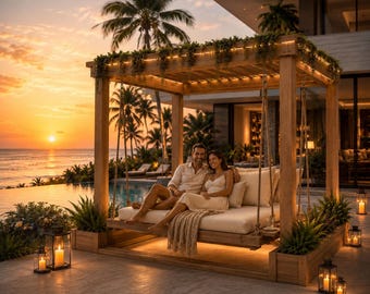Pergola Swing Daybed Plans PDF DIY Outdoor Hanging Bed Planter Boxes Patio Furniture Blueprint