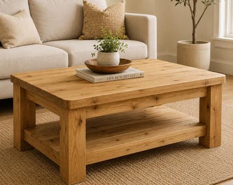 Rustic Coffee Table Plans PDF | DIY Square Wood Table | Dark Walnut Design