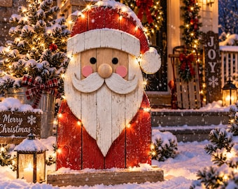 Planos para hacer un Papá Noel de madera (hágalo usted mismo), decoración navideña para el porche de 1 metro (3,5 pies), PDF digital, lista de materiales, dibujos.
