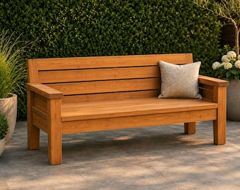 2x4 Outdoor Bench Plans – DIY Wooden Patio Bench, PDF Build Guide Download