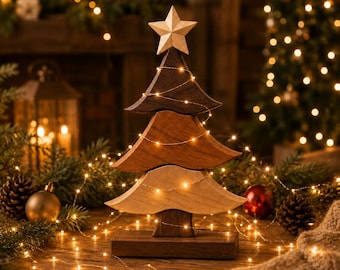 Plano para sierra de calar de árbol de Navidad de madera, PDF de marquetería, plantilla para decoración navideña DIY