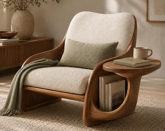 Modern Mid Century Reading Chair Woodworking Plans | DIY Lounge Chair with Side Table Download