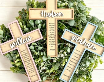 Cruz de madera personalizada para bautizo, decoración para baby shower, regalo de bautizo personalizado, decoración de Pascua, regalo de bautizo, cruz de oración, regalo de bautizo