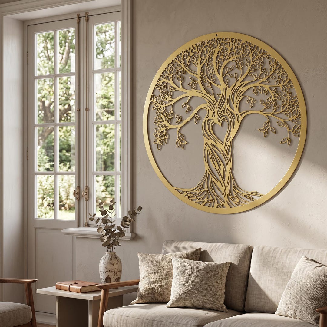 Tree of Life Metal Wall Art Outdoor Decor Living Room Gold Decor Dining ...