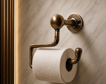 Portarrollos de papel higiénico de latón antiguo / Decoración de baño vintage / Soporte de pared para papel higiénico / Accesorio de baño rústico / Estilo granja