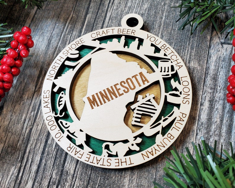 Minnesota Wooden USA State Ornament USA, United States, State image 1