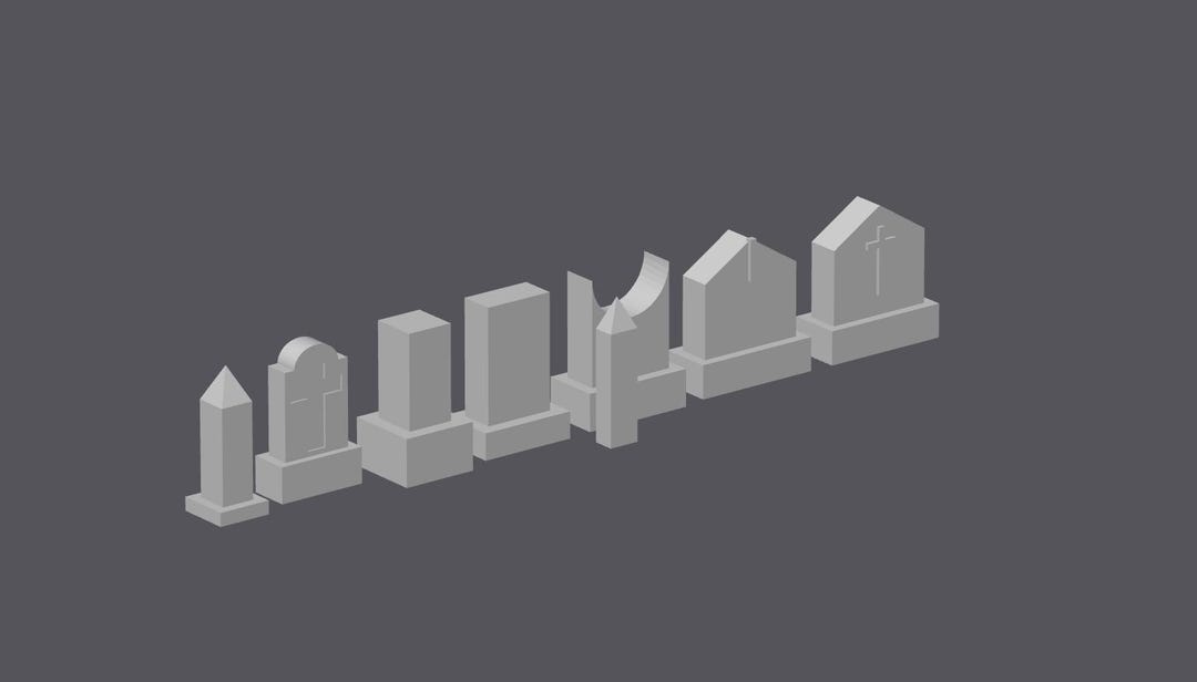 HO & N Scale Model Railroad Tombstone Set #3 (8 Pieces) – Miniature ...