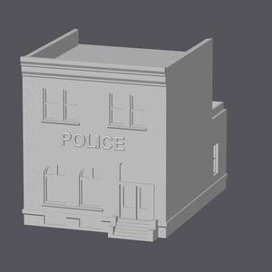 Model Railroad Police Station – N Scale 3D Printed Miniature Building