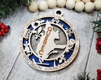 Quebec Provincial Wooden Ornament- (Canada, Canadian, Province, Provincial)