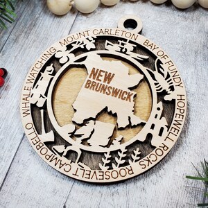 New Brunswick Canada Provincial Wooden Ornament- (Canada, Canadian, Province, Provincial)