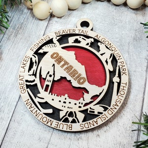 Ontario Canada Provincial Wooden Ornament- (Canada, Canadian, Province, Provincial)