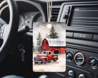 Old Red Truck & Barn Air Freshener- Car Air Freshener, Vehicle Air Freshener, Custom Air Freshener