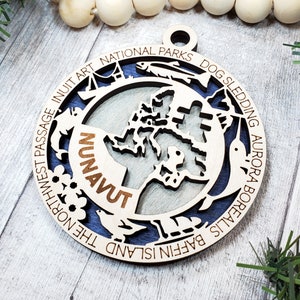 Nunavut Canada Provincial Wooden Ornament- (Canada, Canadian, Province, Provincial)
