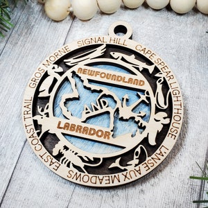 Newfoundland Canada Provincial Wooden Ornament- (Canada, Canadian, Province, Provincial)