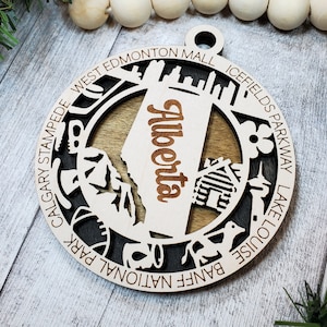 Alberta Canada Provincial Wooden Ornament- (Canada, Canadian, Province, Provincial)