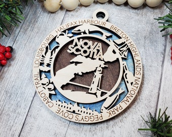 Nova Scotia Canada Provincial Wooden Ornament- (Canada, Canadian, Province, Provincial)