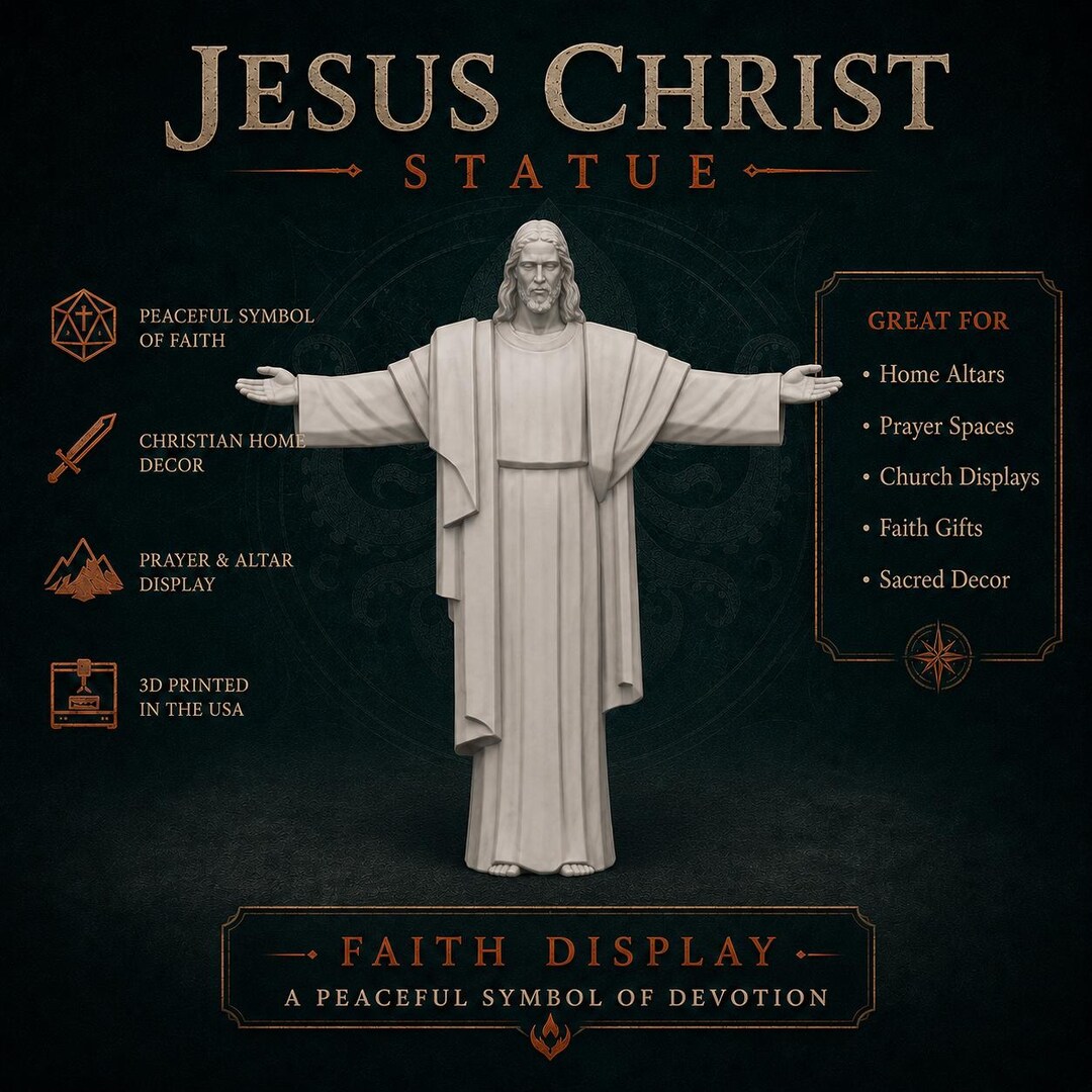 Jesus Christ Statue | Religious Figurine | Christian Home Decor | 3D ...