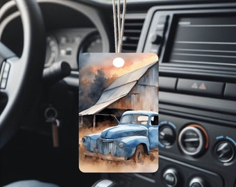 Old Blue Truck & Barn Lufterfrischer - Auto Lufterfrischer, Fahrzeug Lufterfrischer, Custom Lufterfrischer