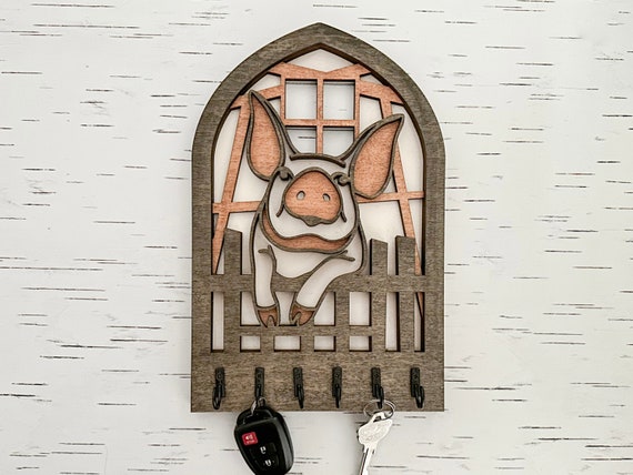 Porte-clés Mural En Forme De Cochon - Organisateur à Clés Design, En Bois, Avec Support Magnétique, Pour Entrée Ou Bureau