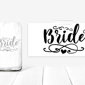 Custom 16oz Beer Can Glass (Bride)- Personalized, Etched Beer Can Glass, Engraved Beer Glass, Groomsman, Beer, Custom Logo, Wedding