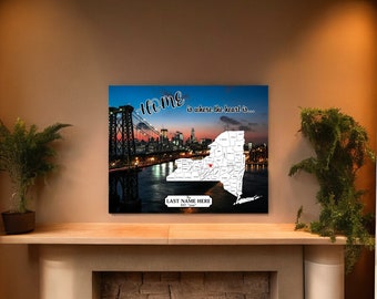 Home is Where the Heart Is (New York) Acrylic Full Color Print- Home, NY, New York State, Heart, Love, Wall Art, Painting, Decoration