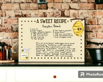 Acrylic Full Color Print- Custom Hand Written Recipe (Family Recipe, Special Recipe, Grandmothers Recipe, Food, Desserts, Sweets, Baking)