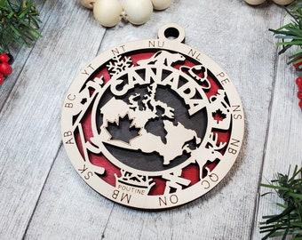 Canada Wooden Ornament- (Canada, Canadian, Province, Provincial)