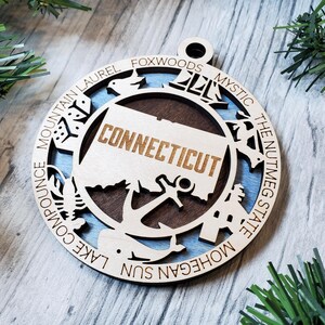 Conneticut Ornamente aus Holz, USA, Vintage, Vintage - Weihnachtsdekoration