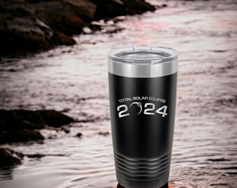 Solar Eclipse 2024 (Design 2)- 20 oz Polar Camel Vacuum Insulated Tumbler w/Clear Lid (moon, eclipse, solar, solar eclipse, full moon)