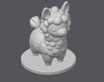 Miniatura de Alpaca | Estátua Fofa de Animal de Fazenda | Decoração de Alpaca Impressa em 3D | Miniatura Fantástica | Peça Decorativa para Mesa
