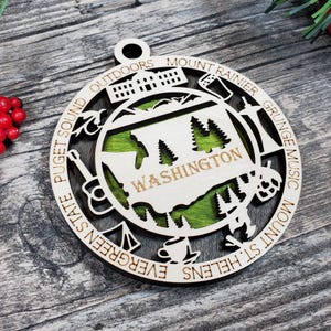 Washington Wooden USA State Ornament – Personalized Layered State Christmas Decoration